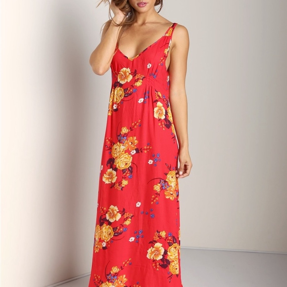 Free People Red Sundress Sleeveless Maxi